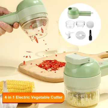 4 in 1 Vegetable Cutter Set Food Choppers Handheld Electric Wireless Chili  Garlic Mud Masher for Home Kitchen Accessories