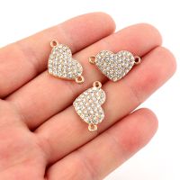 【YF】 Coração Banhado A Ouro Charms De Cristal Completo Conector Pingente Pulseira Colar DIY Jóias Fazendo Acessórios 10Pcs por lote