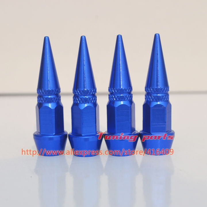 free-shipping-4pcs-car-auto-bike-spike-shape-tire-dust-proof-wheel-stem-aluminum-valve-cap