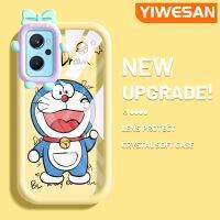 YIWESAN เคสสำหรับ Realme 9i เคสการ์ตูนน่ารักโดราเอมอนสีสันสดใสกันกระแทกแบบใสเลนส์กล้องถ่ายรูปแบบนิ่มมอนสเตอร์ตัวน้อยน่ารักเคสมือถือ