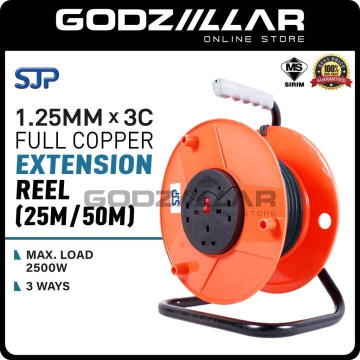 Socket (Mega Deal) SJP Heavy Duty 3 Way Extension Cord Reel Cable Reel ...