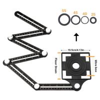 【✆HOT】 EEDA MALL ไม้บรรทัดพับได้6ด้านหลายการวัดมุมเครื่องมือแม่แบบรูปดาวแบบเจาะรูสำหรับกระเบื้องพื้นกระจกที่ระบุตำแหน่งรูงานไม้