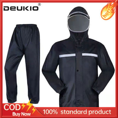 DEUKIO เสื้อกันฝนและชุดกางเกงกันฝนเต็มรูปแบบยาวชุดป้องกันพายุฝนชุดแฟชั่นแบบผ่า
