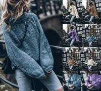 [COD] and street shooting new autumn winter womens sweater solid round neck pullover long sleeve hollow hole