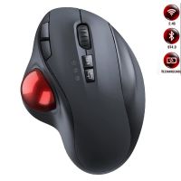 ZZOOI 2.4G+Bluetooth Wireless Trackball Mouse Rechargeable Gaming Mouse Ergonomic for Computer Easy Thumb Control Smooth Tracking Mice