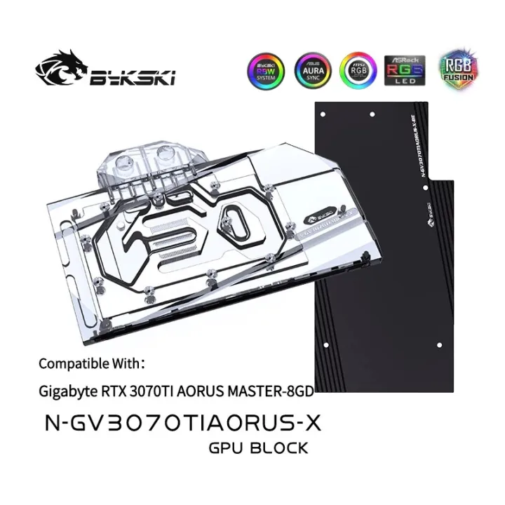 Bykski VGA Blocks for AORUS GeForce RTX 3070Ti MASTER 8G A-RGB Video ...