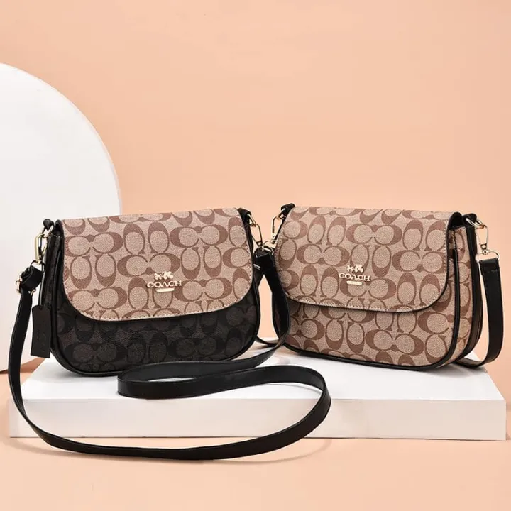 Coach Inspired Macie Saddle Bag In Signature Canvas Women's Fashion Bag Lazada PH
