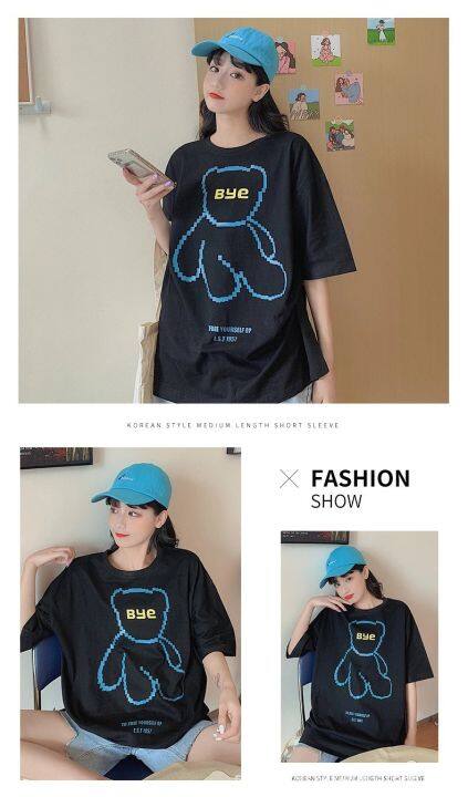 เสื้อผ้าแขนสั้นลายการ์ตูนมาใหม่-ฝ้าย-t-shirt