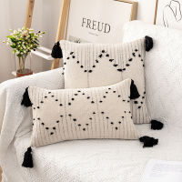 White Black Tassels Geometric Cushion Cover 45x45cm30x50cm Pillow Cover Boho Decor Square Pillowcase for Living Room