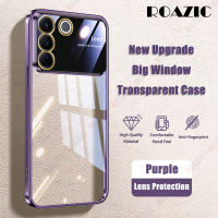 ROAZIC Electroplated เคสสำหรับ VIVO สีม่วงใส V27 V27e V23e V21 V20 Y75 Y55 Y36 Y35 Y33 Y12A Y15 Y27 Y21A Y20i Y20เคสใส่โทรศัพท์ Y20S Y12S Y02s Y21T T1X 4G 5G กระเป๋าใส่กล้องวิวขนาดใหญ่ c01-1กรอบนิ่มป้องกันการตกป้องกัน