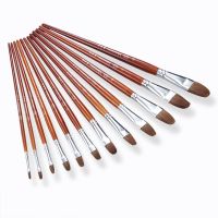 Zhouxinxing Round head weasel brush 6 pcs wood handle oil paint pen watercolor gouache pen art teaching brush painting supplies Paint Tools Accessorie