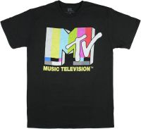 MTV Mens Music Television Distressed NTSC Color Bar Logo Adult T-Shirt Tee