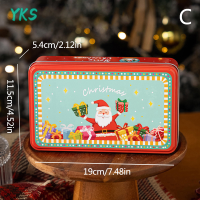 ?【Lowest price】YKS ของขวัญปีใหม่กล่องบรรจุภัณฑ์ดีบุก Merry Christmas Santa claus Candy Cookies BOX