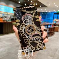 TYH เคสมือถืองานปะติดลายแฟชั่นแวววาวสำหรับ A58 OPPO 4G 5G เคสป้องกันการสั่นสะเทือนขายึดแหวนนิ้วเคสป้องกันการตกกระแทกแบบสี่เหลี่ยม