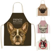 Parent-child Kitchen Apron Funny Cartoon Dog Printed Sleeveless Cotton Linen Aprons for Men Women Home Cleaning Tools Aprons