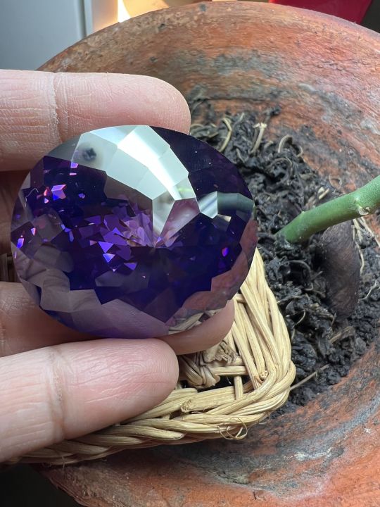 cz-เพชรรัสเซีย-เนื้อแข็ง-สีม่วง-396-กะรัต-33x40-เซนติเมตร-1-เม็ด-mm-รูปไข่-สะอาดตา-cubic-zirconia-royal-amethyst-พลอย100-lab-made-purple-diamond