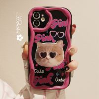 Mrhaha เคสครีม + ขายึดสำหรับ Vivo Y36 Y02 Y20 Y21 Y15A Y02s Y35 Y22 Y16 V25 Y30 Y50 Y91 Y12 Y15 Y21s สีดำสีชมพูน่ารักแมวที่สวยงามอุปกรณ์เสริมซิลิโคนใสป้องกันพร้อมสต็อก