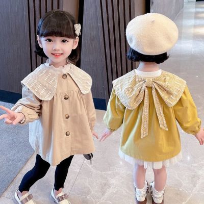 Girls coat dust the spring and autumn period doll brought big butterfly small air fragrance female baby western style fashionable childrens wear loose version