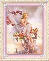 【CC】 NeedleworkDIY stitch Set for ribbon Embroidery kitFairy girl angel wing Cross-Stitch painting wall home decor