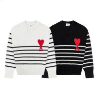 Available Autumn And Winter New Ami Striped Jacquard Love Sweater Men And Women Couple Models Round Neck Loose Pullover Sweater Top