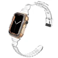 แถบใสกีฬา + เคสสำหรับ Apple Watch 7 6 SE 5 4 3 2สายซิลิโคนใสสำหรับสายรัด Iwatch 40มม. 44มม. 42มม. 38มม. 41มม. 45มม.