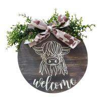 Highland Cow Door Sign Wooden Spring Door Signs For Front Door Bows Leaves Flower Door Door Signs Spring Front Porch Decor For All Seasons Outdoor Indoors cool