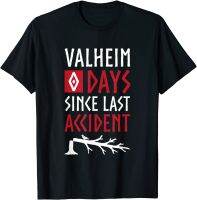 0 Days Since Last Accident - Valheim Norse Funny Gamer T-Shirt Crazy Top T-shirts for Men Cotton T Shirt Normal Cheap