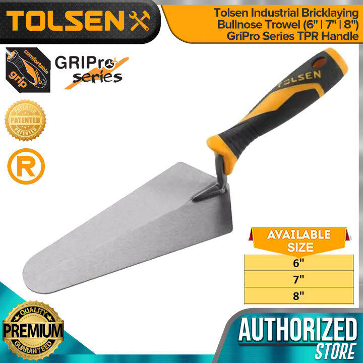 Tolsen Industrial Bricklaying Bullnose Trowel (6" 7" 8") GriPro