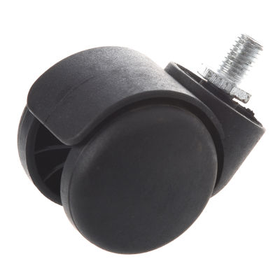 Threaded Stem Connector Twin-wheel Black Chair Trolley Caster with 3/8" Threaded Stem