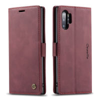 สำหรับ Samsung Galaxy Note 10 Plus Retro PU Leather Flip Card Slot Cover Stand Holder Phone Case