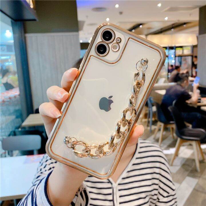 16-digits-ชุบสร้อยข้อมือกันชนกรณีโทรศัพท์สำหรับ-iphone-11-12-pro-13-x-xr-xs-max-7-8บวก-se2020ทองข้อมือโซ่กล้องคุ้มครองครอบคลุม