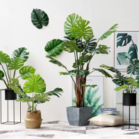 【HOT SALE】 Jime Shops 1สาขา18ใบ50ซม. เต่า Leaf Potted ประดิษฐ์ Tropical ใบปาล์มขนาดใหญ่ Monstera จำลองสำหรับ Home Party ตกแต่ง