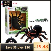 Electronic pet Remote Control Simulation tarantula Eyes Shine smart black Spider 4Ch Halloween RC Tricky Prank Scary Toy gift