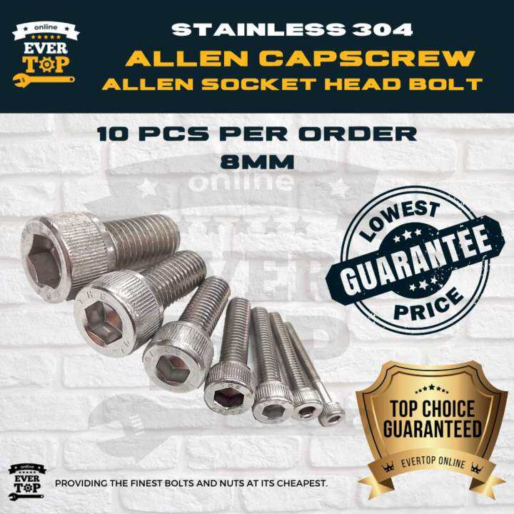 8MM( 1.25P) STAINLESS ALLEN CAPSCREW 10PCS ALLEN SOCKET HEAD BOLT