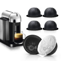 ICafilas Reusable Coffee Capsule Reusable Vertuo Pods Filter Foil for Nespresso Vertuoline GCA1 and Delonghi ENV135 Maker