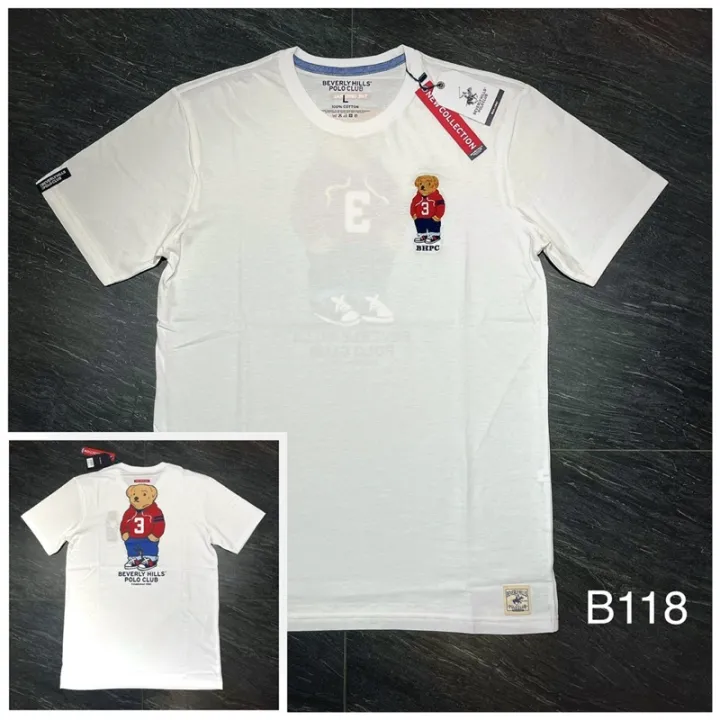 BEVERLY HILLS POLO CLUB เสื้อยืดคอกลมแขนสั้นลายหน้าหลัง | Lazada.co.th