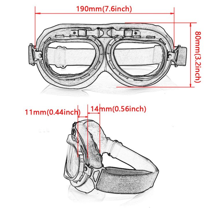 รถมอเตอร์ไซด์แว่นตามอเตอร์ไซค์นักบินวินเทจสตีมพังค์สกูตเตอร์ครุยเซอร์หมวกกันน็อกเครื่องยนต์เจ๊ทขี่จักรยานสกีแว่นกันแดดแบบเรโทร
