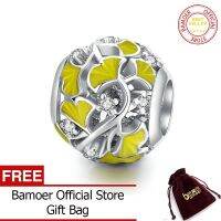 BAMOER 925เงินสเตอร์ลิง CZ ใบแปะก๊วยหรูหราต้นฉบับ Charm สำหรับแบรนด์เครื่องประดับ DIY ทำสำหรับของขวัญเด็กผู้หญิงผู้หญิง BSC334