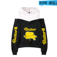 Bangtan Boys Hoodie Women Fashion Sexy Off Shoulder Hoodies Kpop Bangtan Boys New Album Butter Sweatshirt Kawaii Girl Clothes