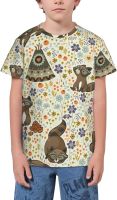 Raccoons Animal and Flower T- Shirt Short Novelty for Boys and Girl