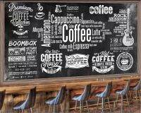 Blackboard Newspaper Cafe Vintage mural work clothes Black and white letter-themed 3D wallpaper self-adhesive material Murals