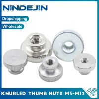 NINDEJIN 1-20pcs Flanged Knurled Head Thumb Nut M3 M4 M5 M6 M8 M10 Zinc Plated Nickel Plated Stainless Steel Knurled Thumb Nut