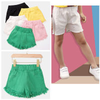 Kids Short Pants Girl Fashion Thin Denim Solid Childrens Casual Cotton Baby Cute Girls Clothes Elastic Waist Shorts New Summer Hot Sales