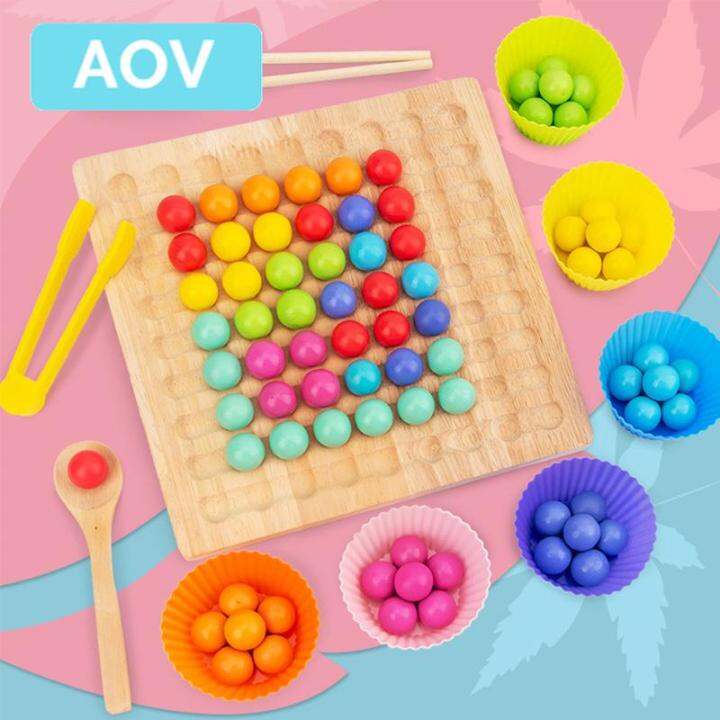 aov-kids-toysของเล่นไม้มอนเตสซอรีมือการฝึกอบรมสมองคลิปลูกปัดปริศนาboardเกมคณิตศาสตร์baby-earlyของเล่นเพื่อการศึกษาสำหรับเด็ก