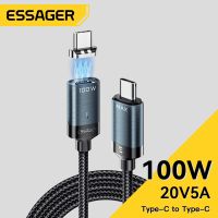 【jw】△◆  Essager 100W Magnetic Cable Type C To USB 5A Fast Charging Data Cord Macbook P30