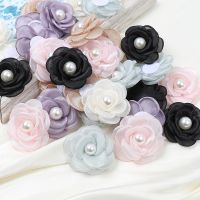 hot【cw】 5PCS Artificial Flowers With Bead Fabric Hairpin Corsage Wedding Clothing Making Accessories Silk