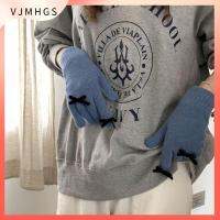 VJMHGS 1Pair โบว์สำหรับผูก ถุงมืออุ่นอุ่น ขนกระต่ายขนสัตว์ Y2K ถุงมือหน้าจอสัมผัส น่ารักน่ารักๆ กันหนาว ถุงมือถักนิตติ้ง ฤดูหนาวฤดูใบไม้ร่วงฤดูหนาว