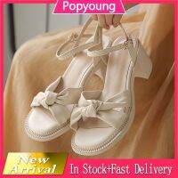 WLJL033Popyoung KL Ready Stock รองเท้าแตะมัฟฟิน Raya ส้นหนาส้นฤดูร้อนของผู้หญิงพร้อมลมนางฟ้ารองเท้าส้นสูงพื้นนุ่มป่า