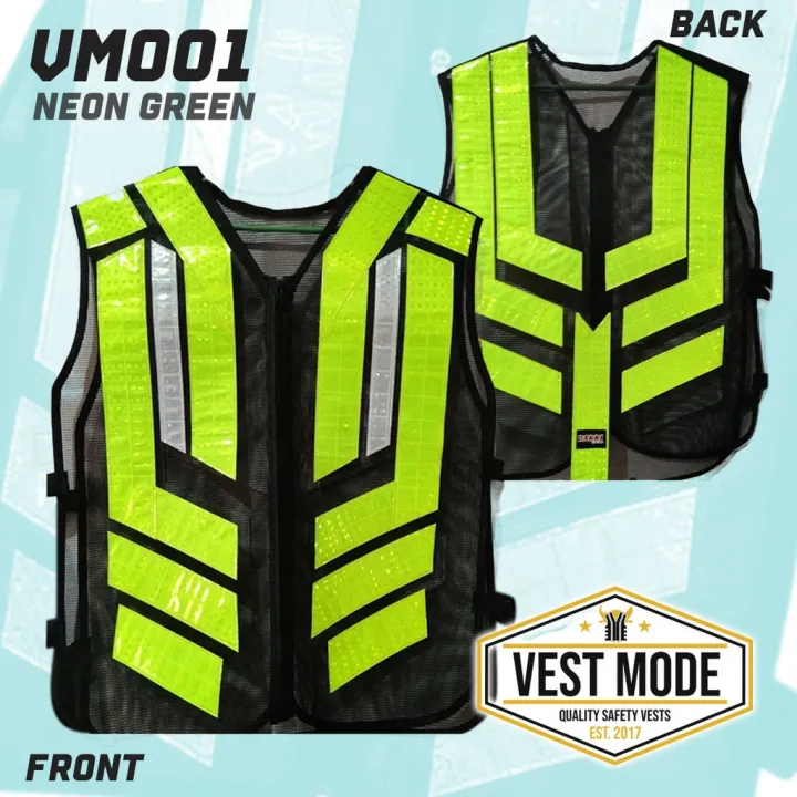 Vm001 Vt06 Neon Green Motorcycle Rider Reflectorized Reflective Safety Jacket Vest Mode