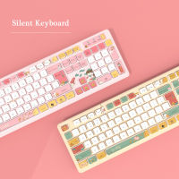 Kawaii Gaming คีย์บอร์ดไร้สาย Gamer สาวสีชมพูปุ่มกดการ์ตูนน่ารัก Silent คีย์บอร์ดแบบมีสายสำหรับแล็ปท็อป PC คอมพิวเตอร์เดสก์ท็อป Gift